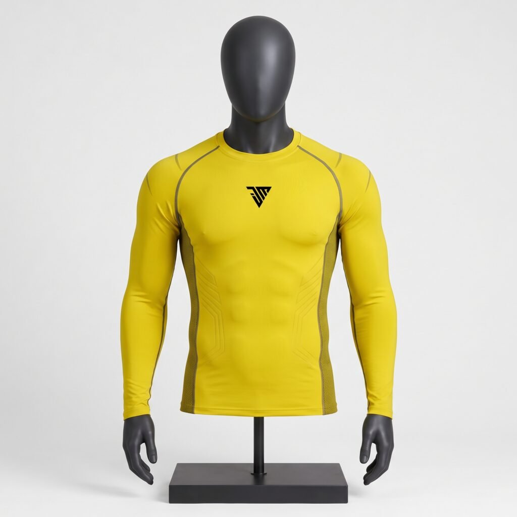 Men's Yellow Gym Rash Guard Front View