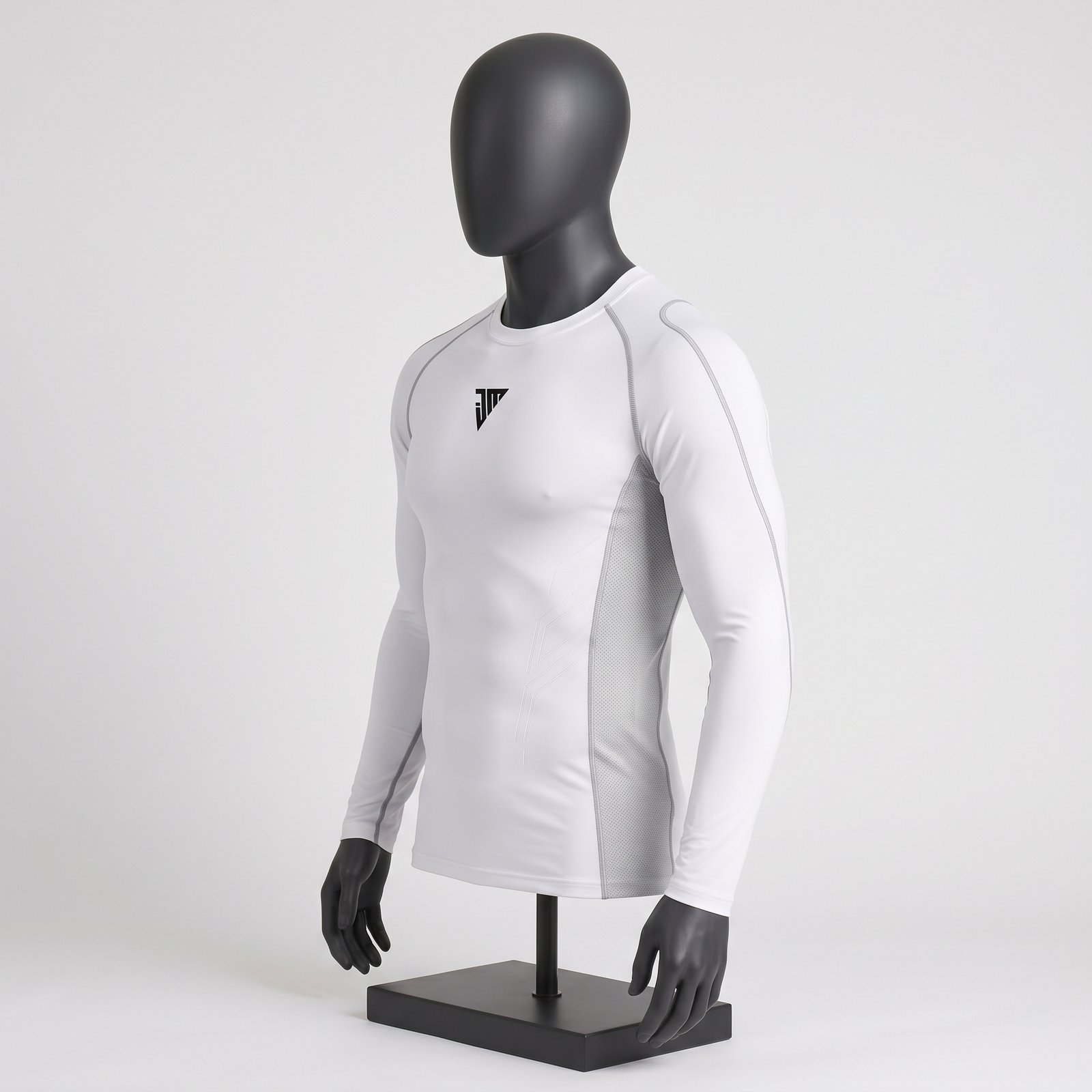 Men's White Long Sleeve Compression Top – Athletic Training Gym Baselayer - Image 3