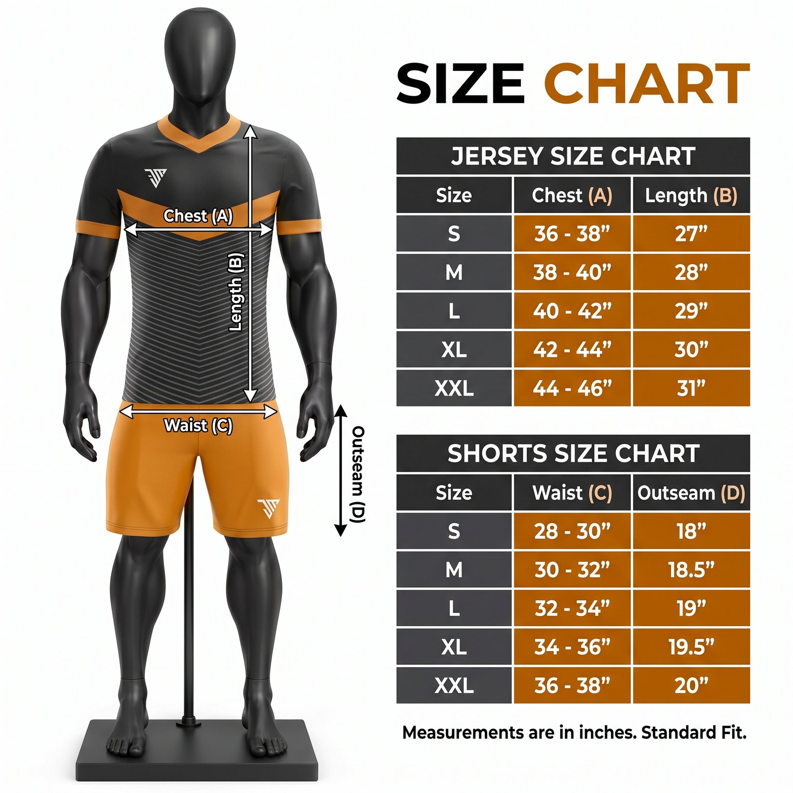 Custom Sublimated Rugby Team Uniform – Orange and Black Chevron Jersey and Shorts Set - Image 5