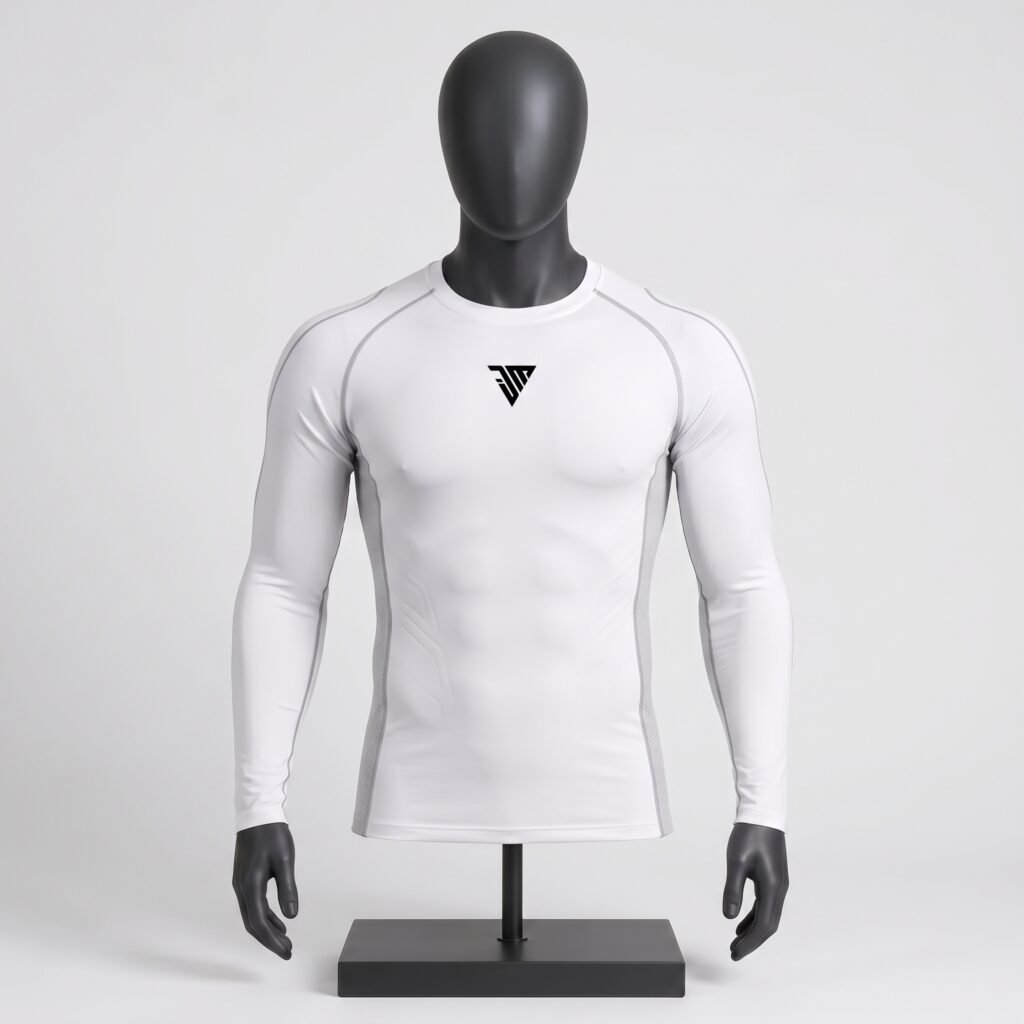 Men's White Long Sleeve Compression Top