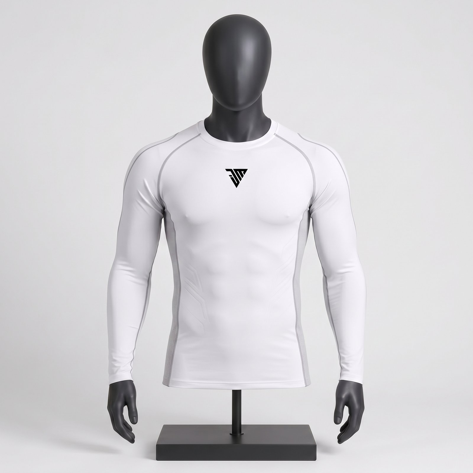 Men's White Long Sleeve Compression Top