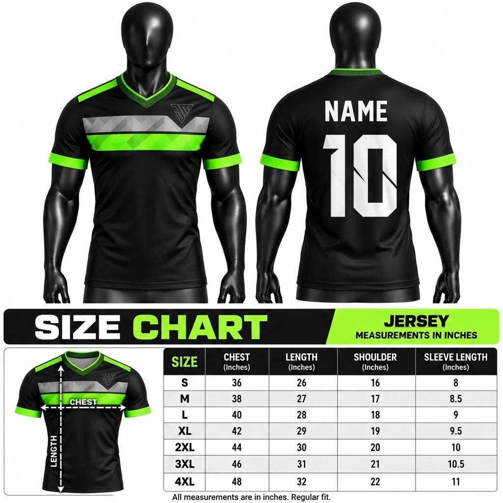 Custom Black Green Football Jersey | Personalized Soccer Team Jersey with Name & Number - Image 4