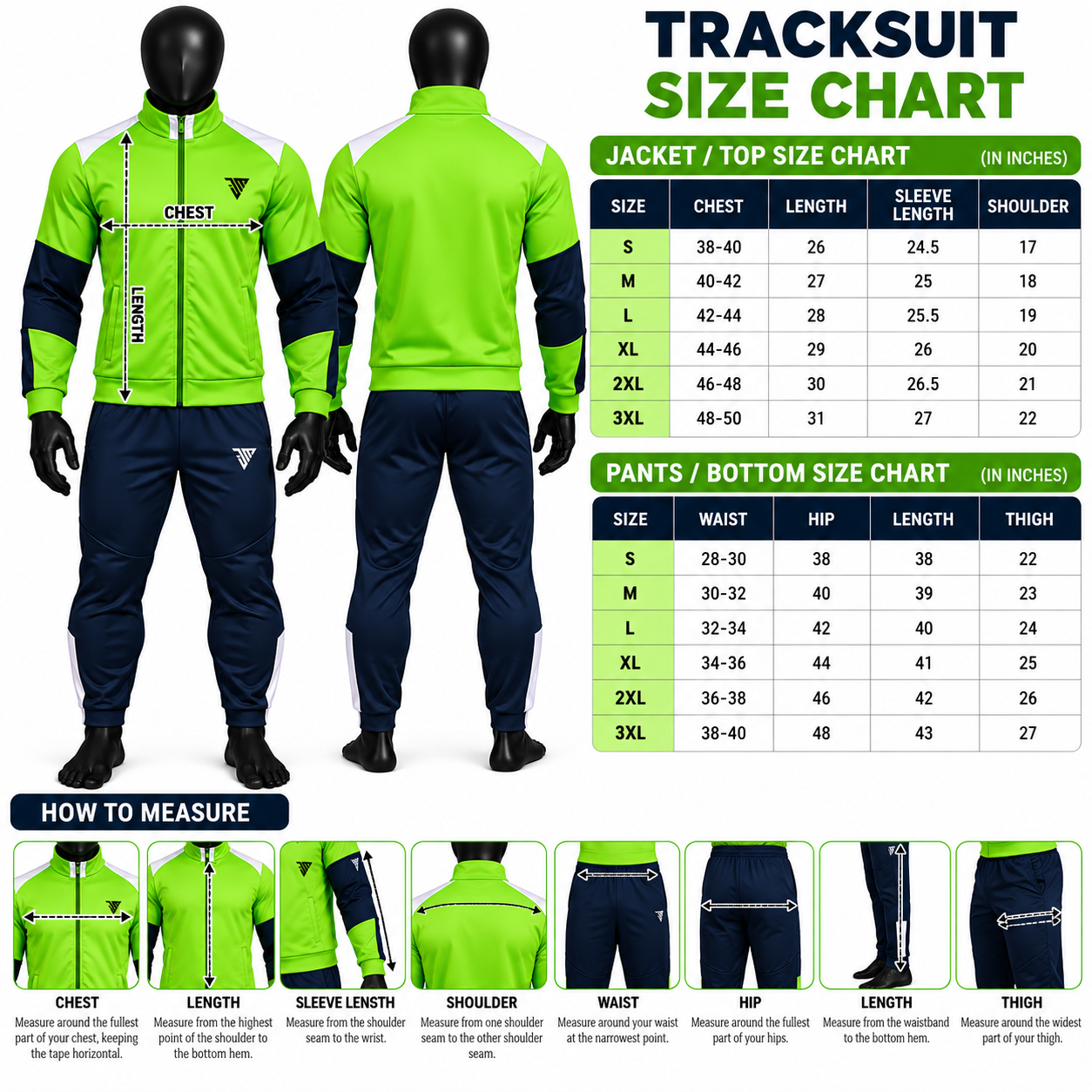 Men's Lime Green Tracksuit – Navy Colorblock Athletic Set - Image 5