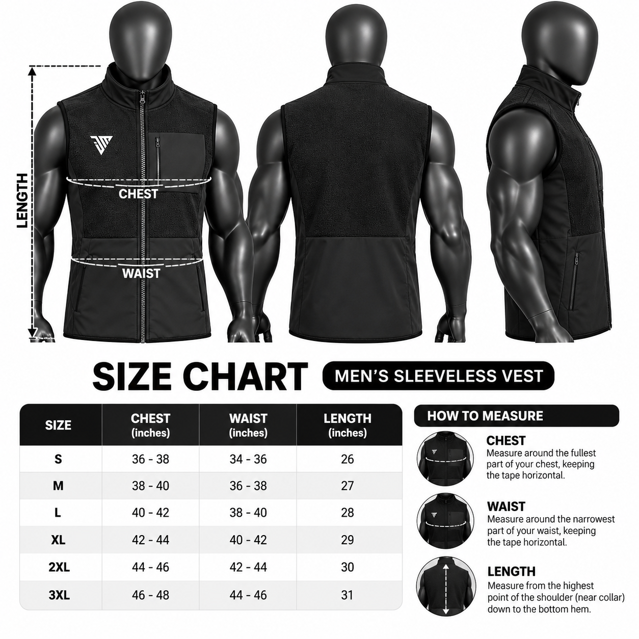 Men's Black Fleece Vest – Hybrid Softshell Athletic Bodywarmer - Image 5