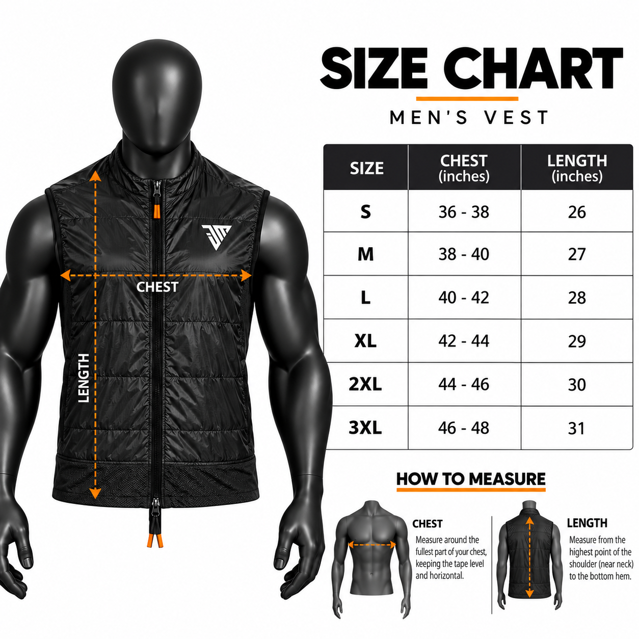 Men's Black Athletic Vest – Quilted Running Windbreaker Gilet - Image 5