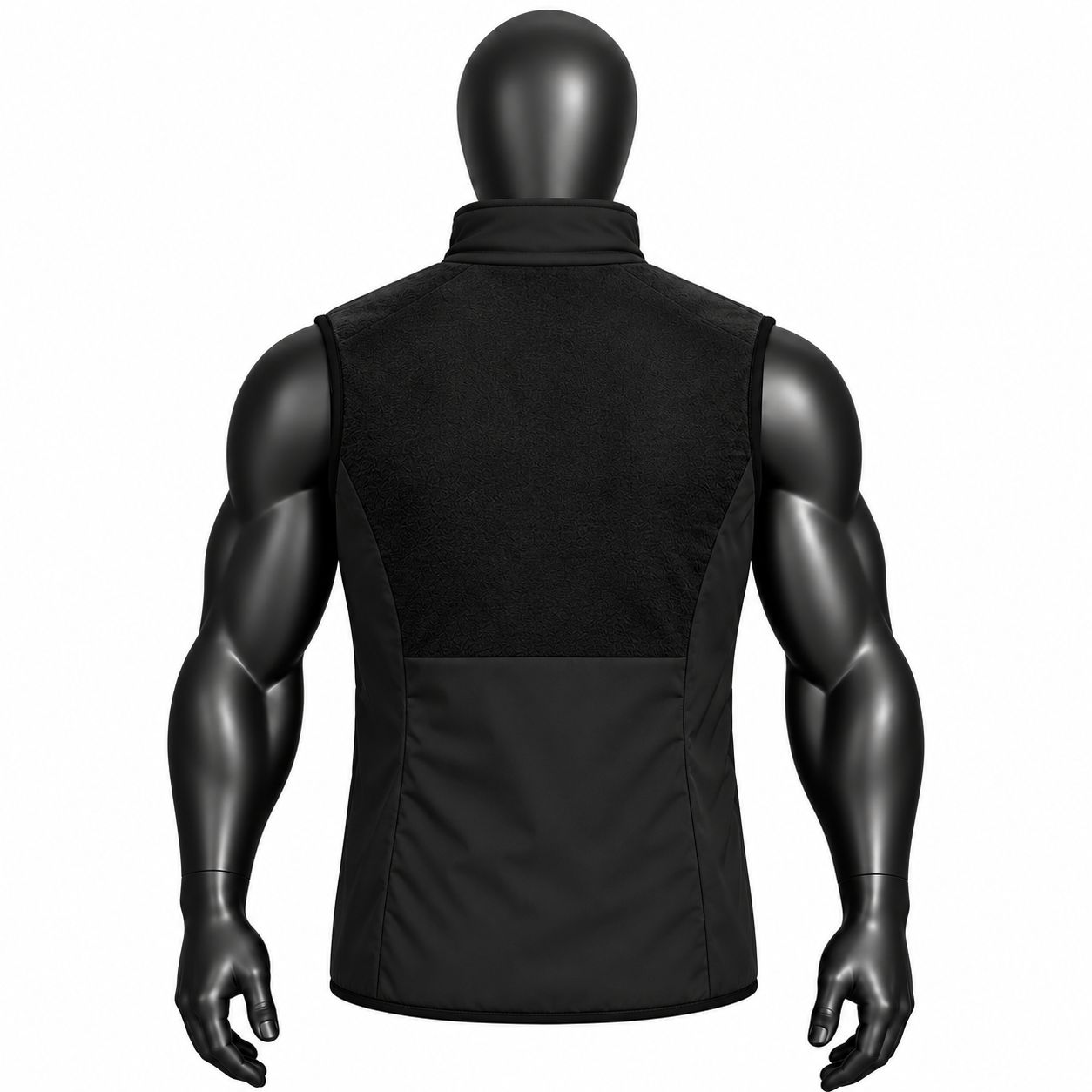 Men's Black Fleece Vest – Hybrid Softshell Athletic Bodywarmer - Image 2