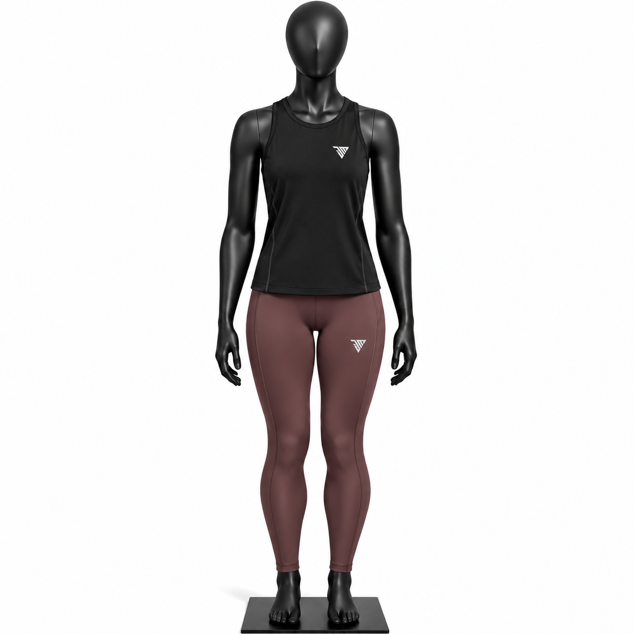 women's tank top and leggings set black mauve size chart XS to XXL