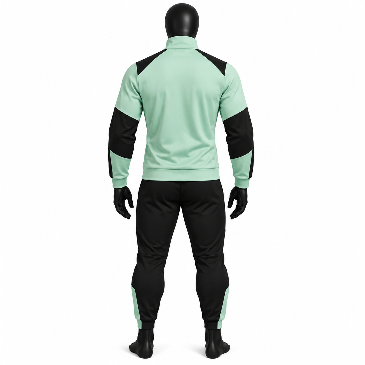 Men's Mint Green Tracksuit – Black Colorblock Warmup Set - Image 2