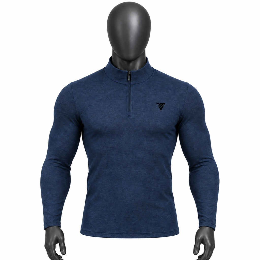 Men's quarter zip pullover navy athletic sportswear front view