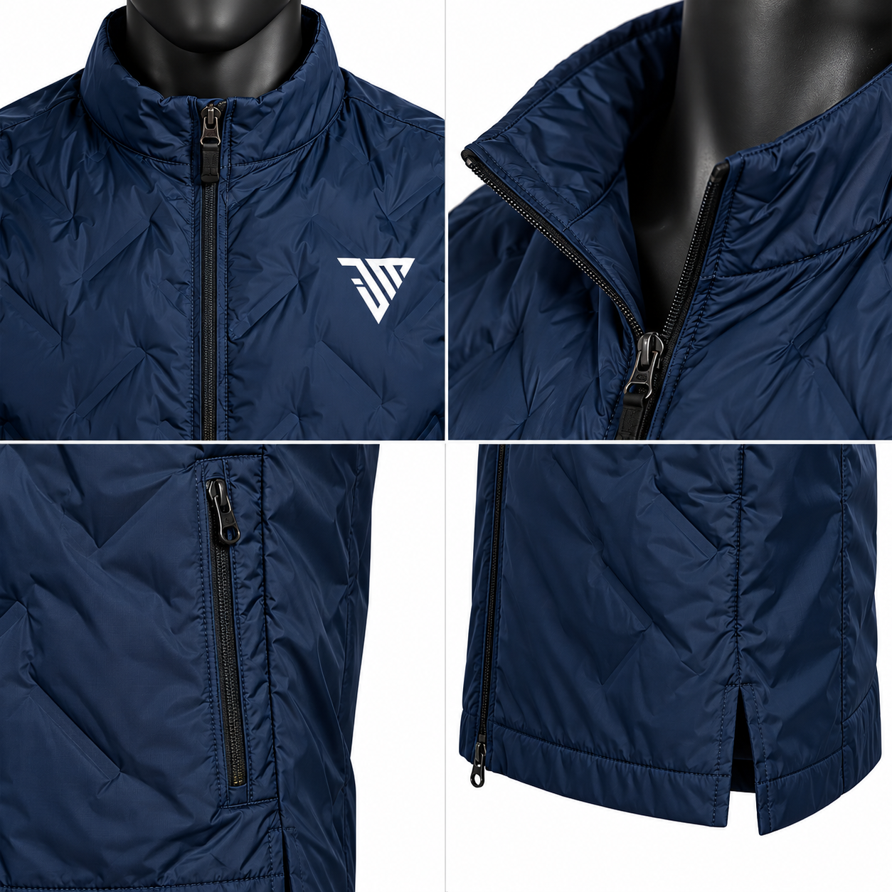 Men's Navy Padded Vest – Quilted Athletic Running Gilet - Image 4