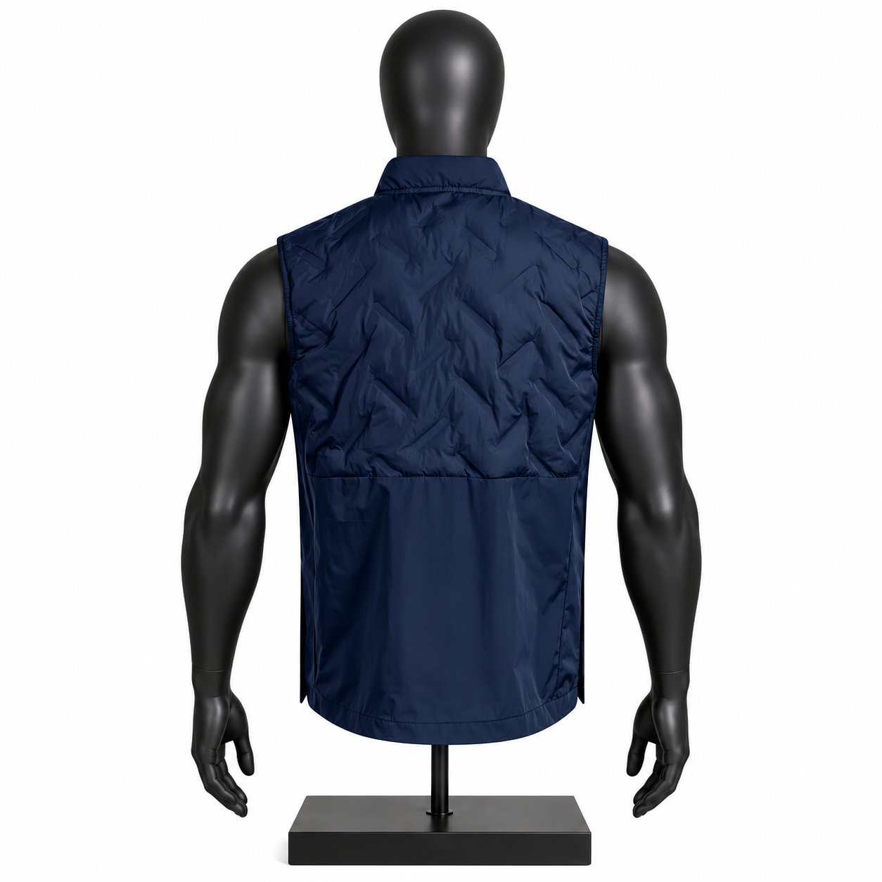 Men's Navy Padded Vest – Quilted Athletic Running Gilet - Image 2