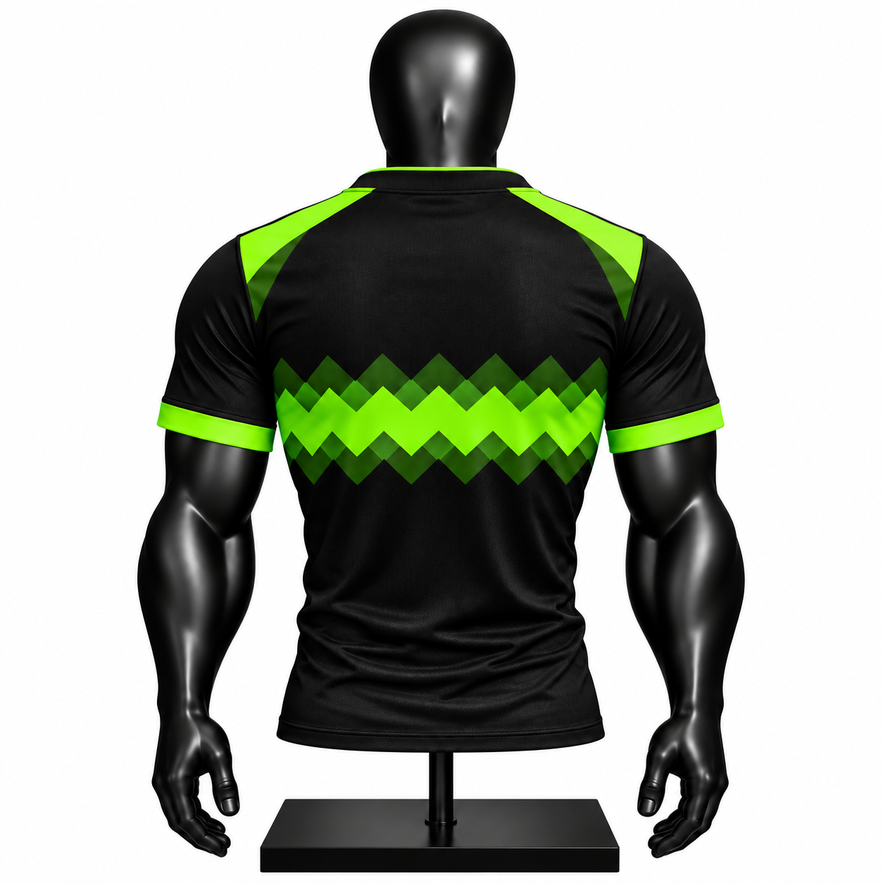Men's Athletic Chevron T-Shirt – Black & Neon Green Sublimated Gym Tee - Image 2