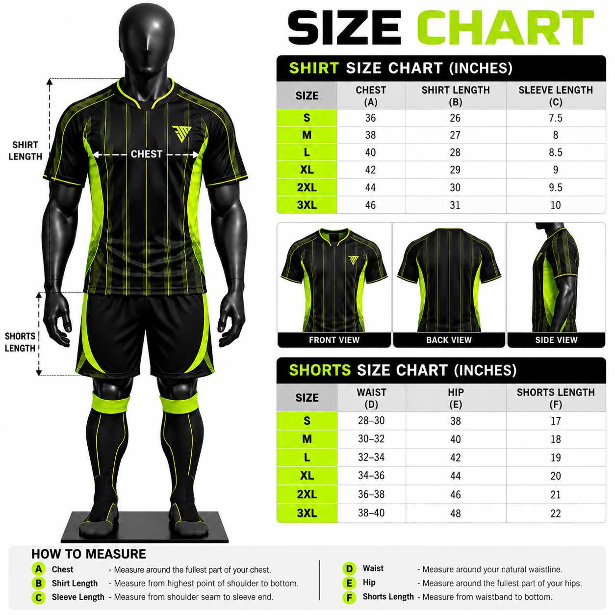 Black Neon Green Football Kit | Custom Soccer Team Jersey Shorts & Socks | Personalized Football Teamwear Manufacturer - Image 5