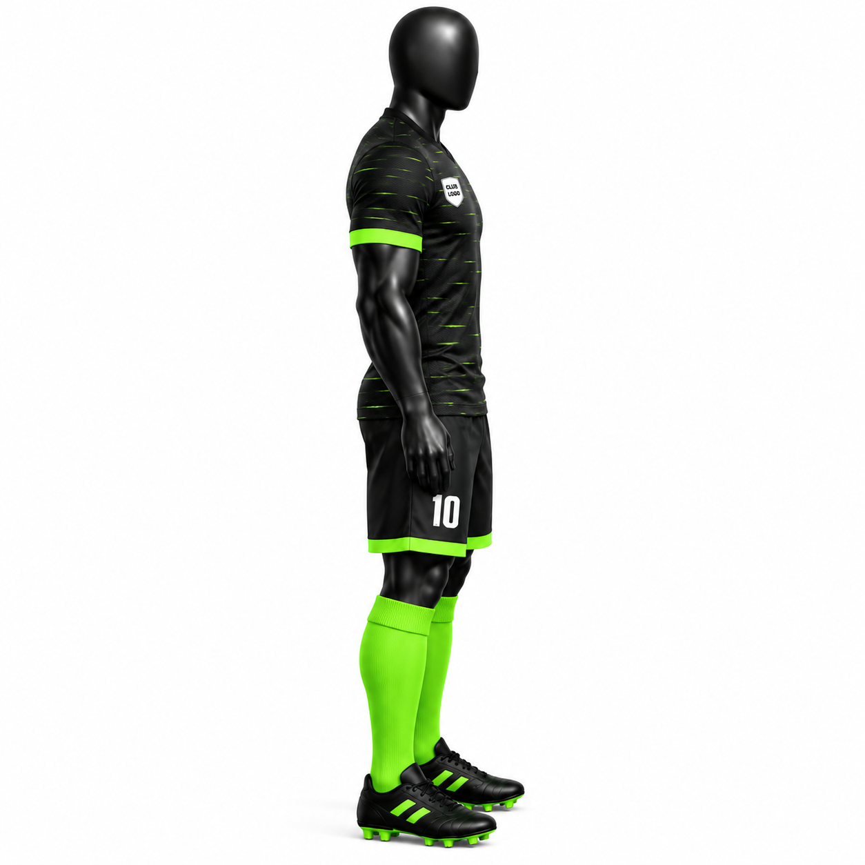 Black Neon Green Streak Football Kit - Image 3