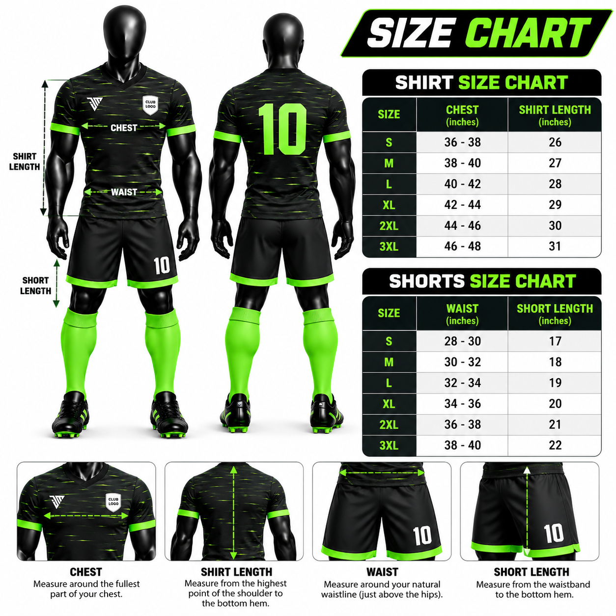 Black Neon Green Streak Football Kit - Image 5