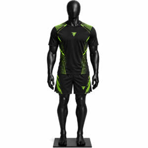 black neon green athletic jersey set size chart for jersey and shorts XS to 4XL