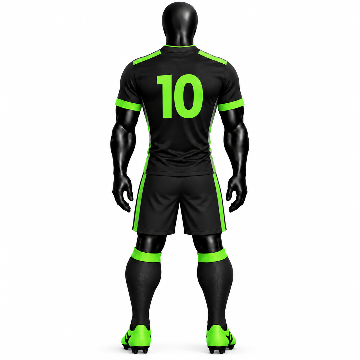 Custom Black Neon Green Football Kit with Patterned Sleeves (Copy) - Image 2
