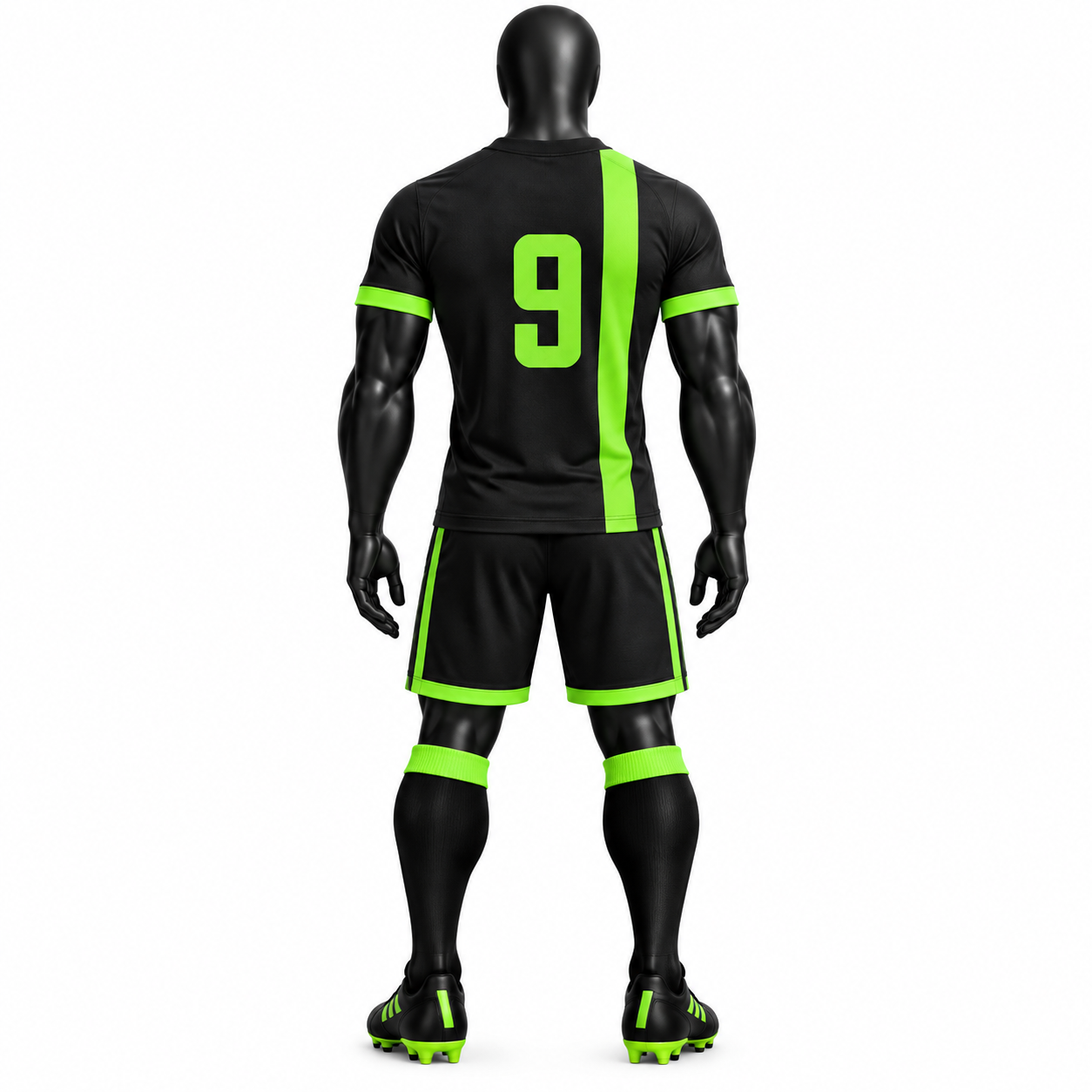 Black Neon Green Number 9 Football Kit - Image 2