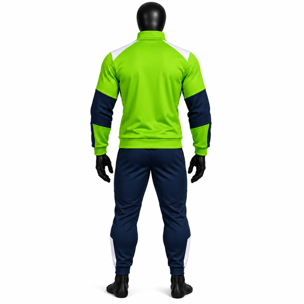 Men's Lime Green Tracksuit – Navy Colorblock Athletic Set - Image 2