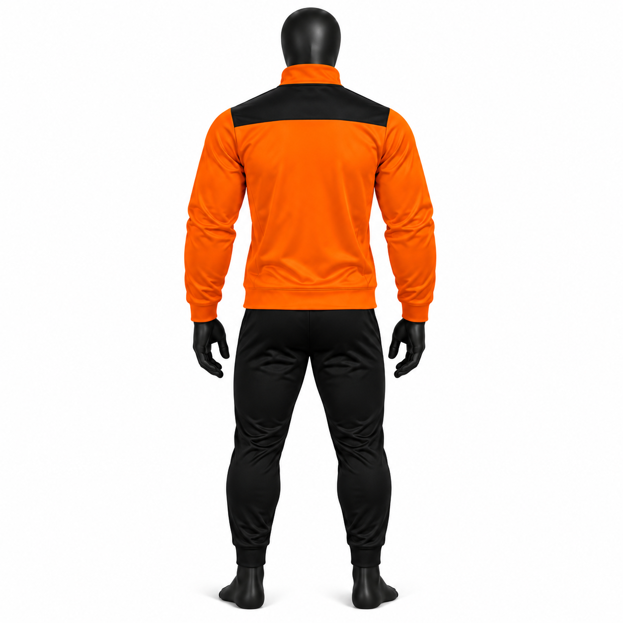 Men's Orange Athletic Tracksuit – Black Colorblock Warmup Set - Image 2