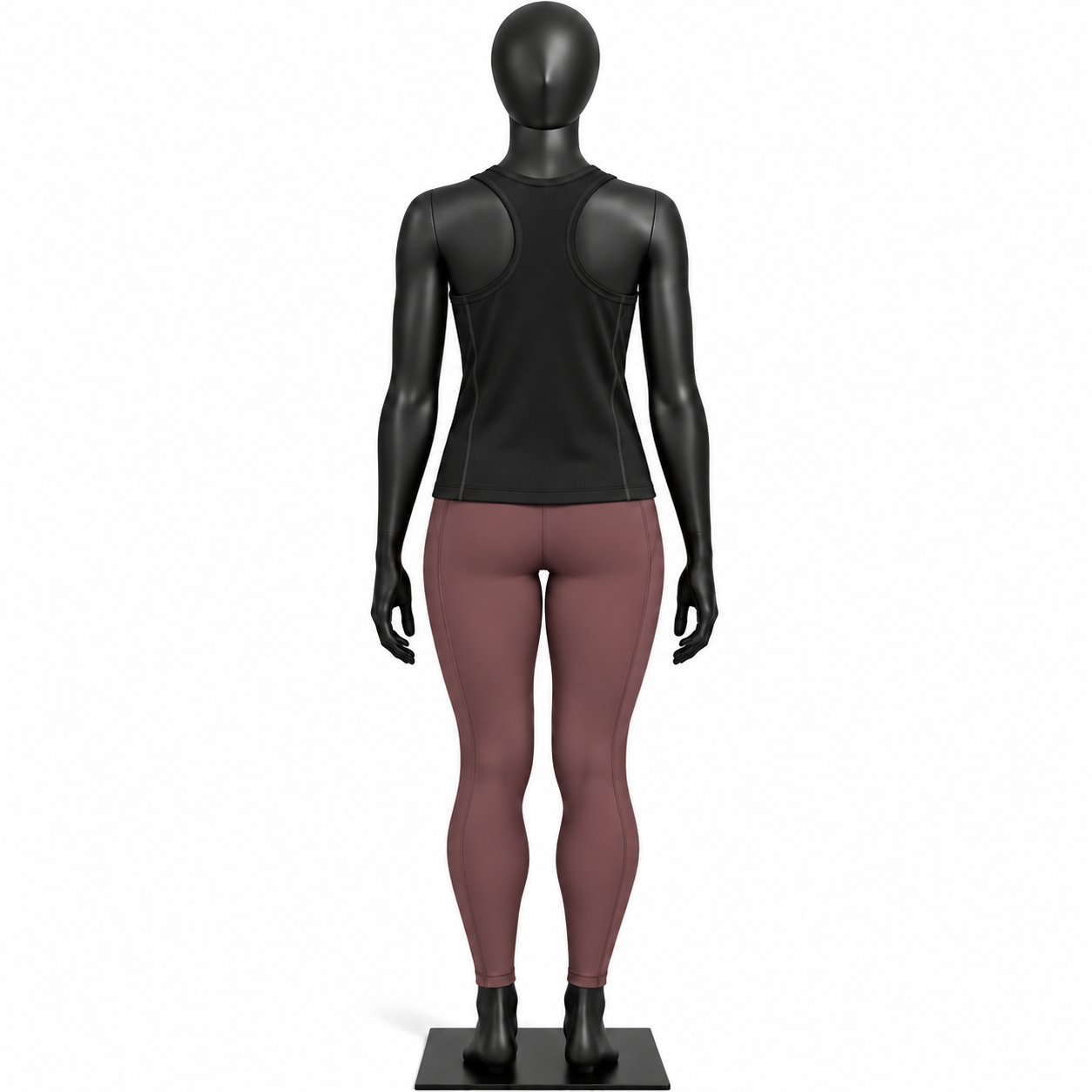 Women's Black Tank Top and Mauve Leggings Set – Athletic Activewear - Image 2