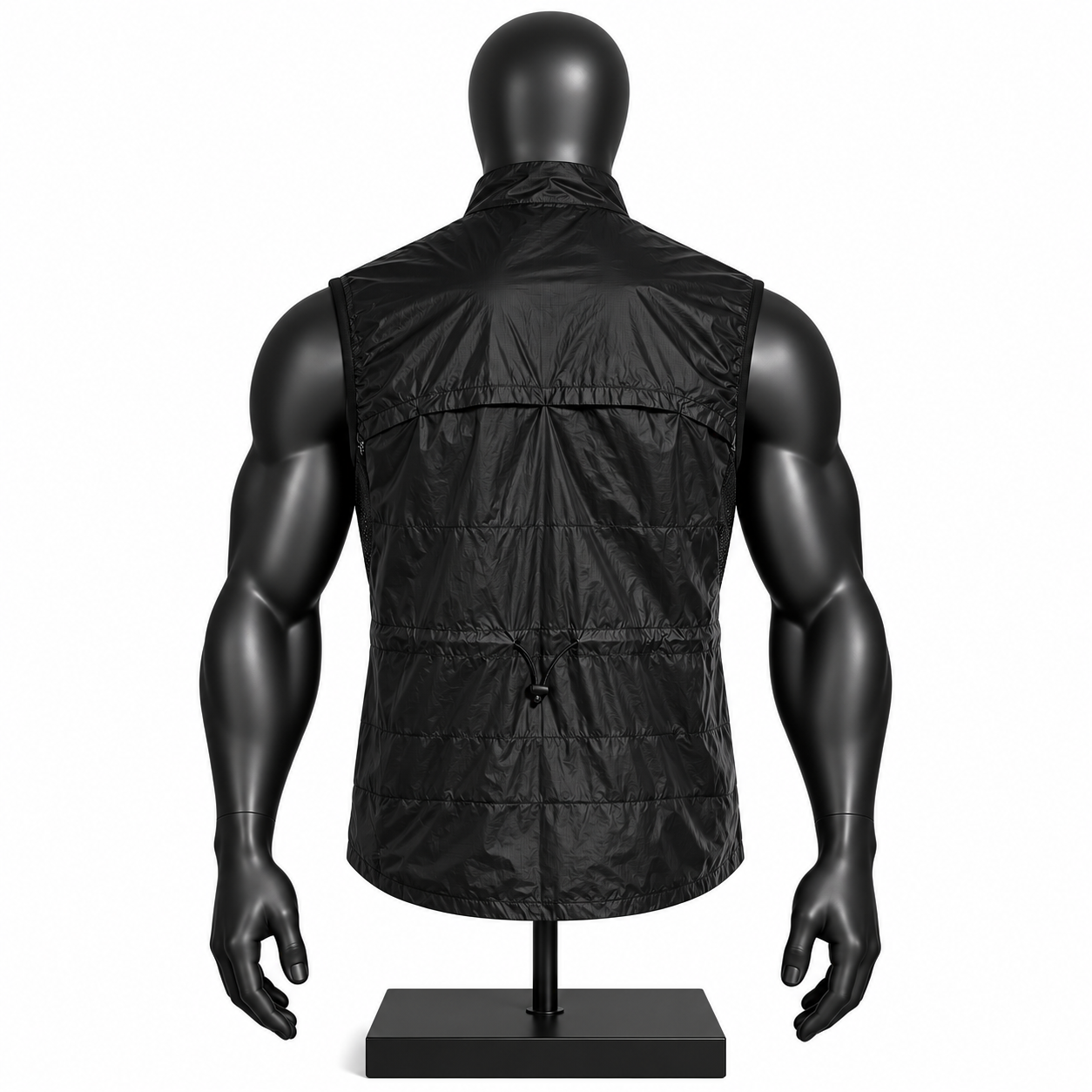 Men's Black Athletic Vest – Quilted Running Windbreaker Gilet - Image 2