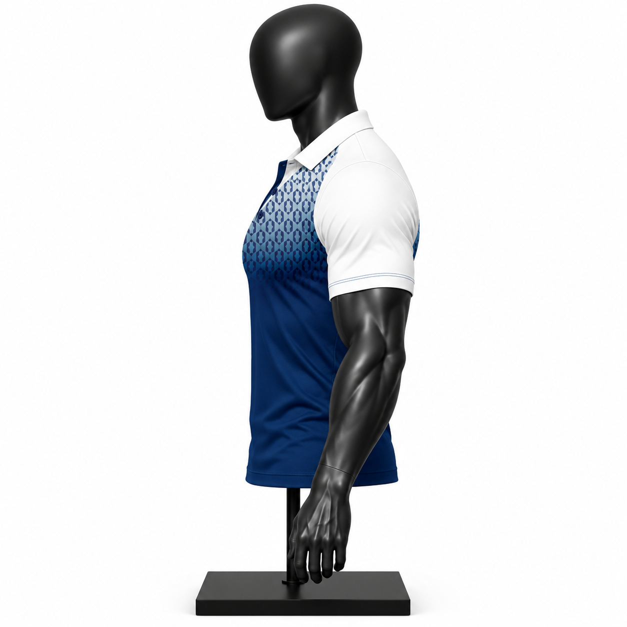 Custom Sublimated Geometric Polo Shirt – Blue Gradient Teamwear Athletic Polo - Image 3