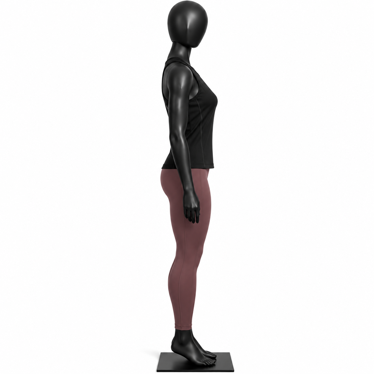 Women's Black Tank Top and Mauve Leggings Set – Athletic Activewear - Image 3