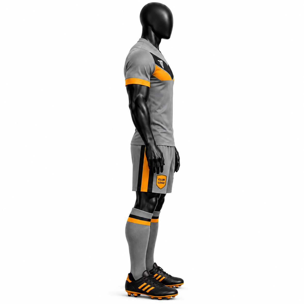 Custom Grey and Orange Rugby Uniform with Jersey Shorts and Socks - Image 3