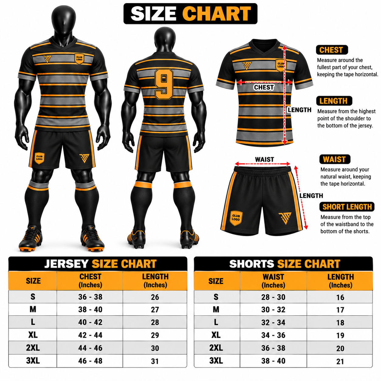 Black Orange Rugby Uniform - Image 5