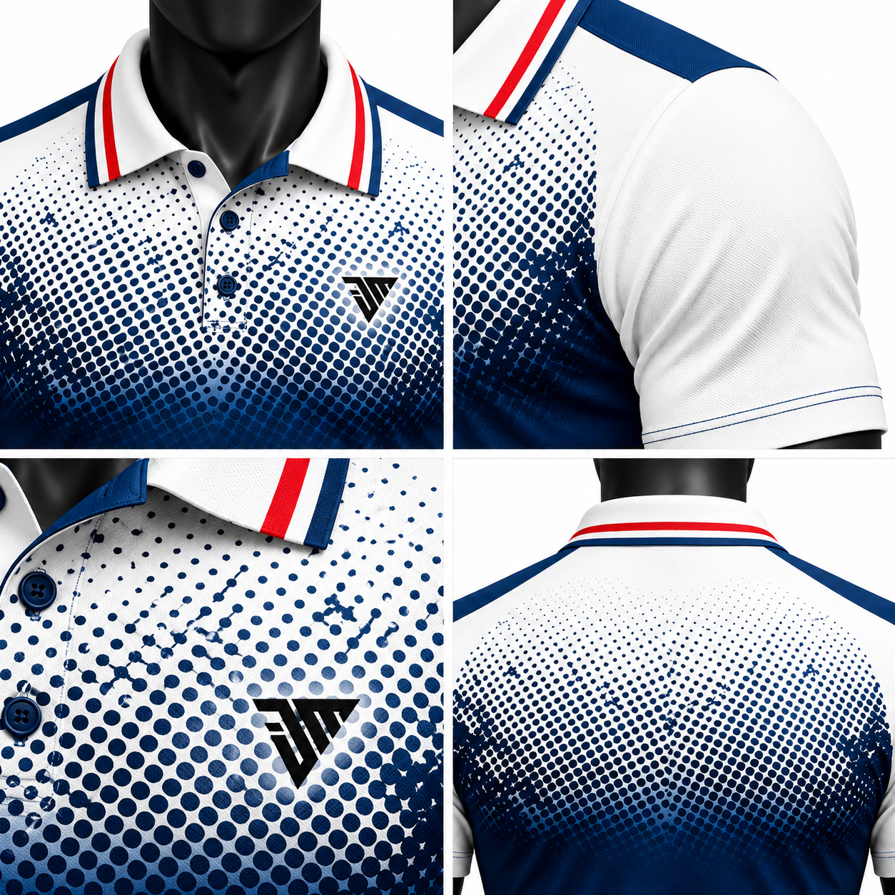 Custom Sublimated Team Sports Polo – Navy Dot Gradient Athletic Shirt - Image 4