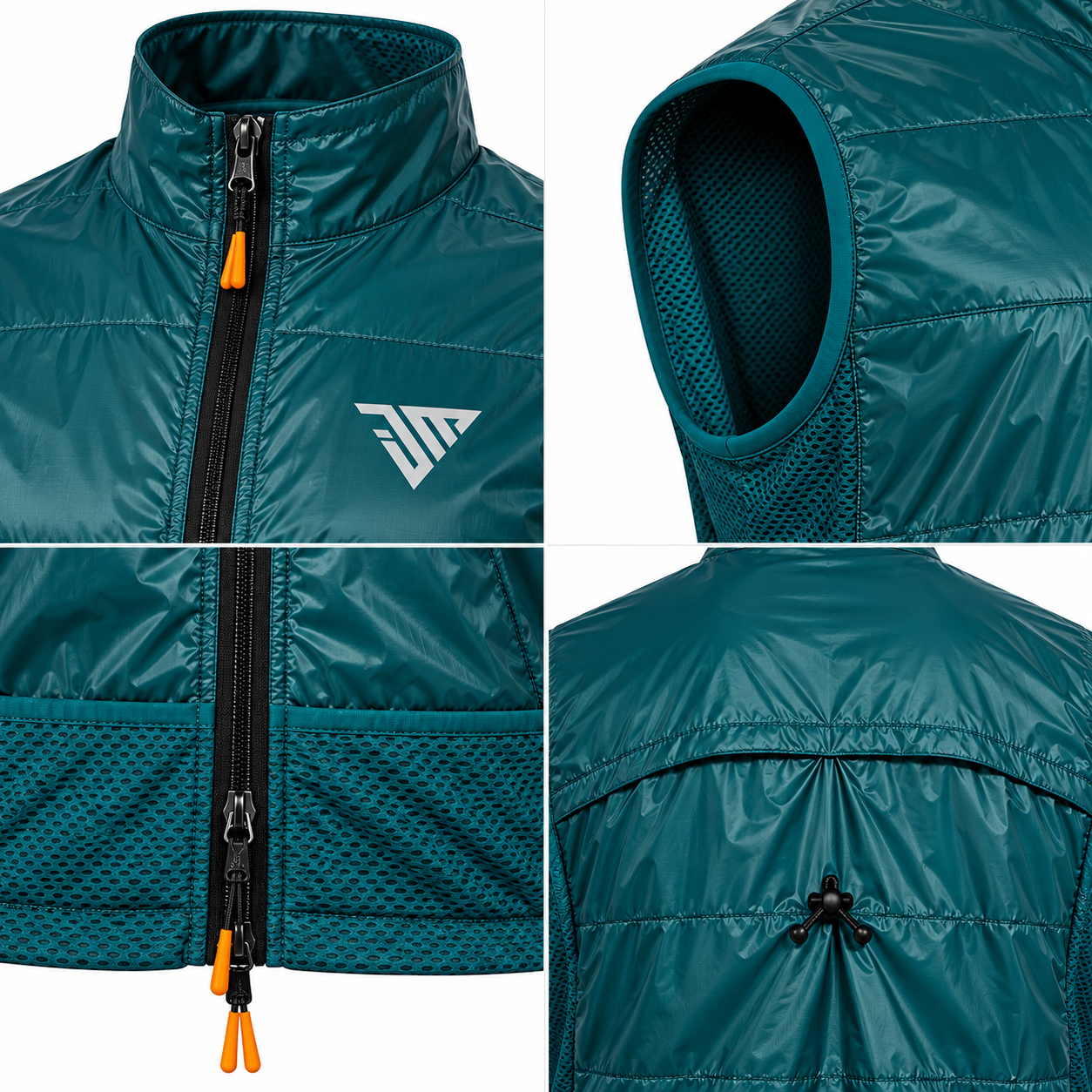 Men's Teal Athletic Vest – Quilted Running Windbreaker Gilet - Image 4