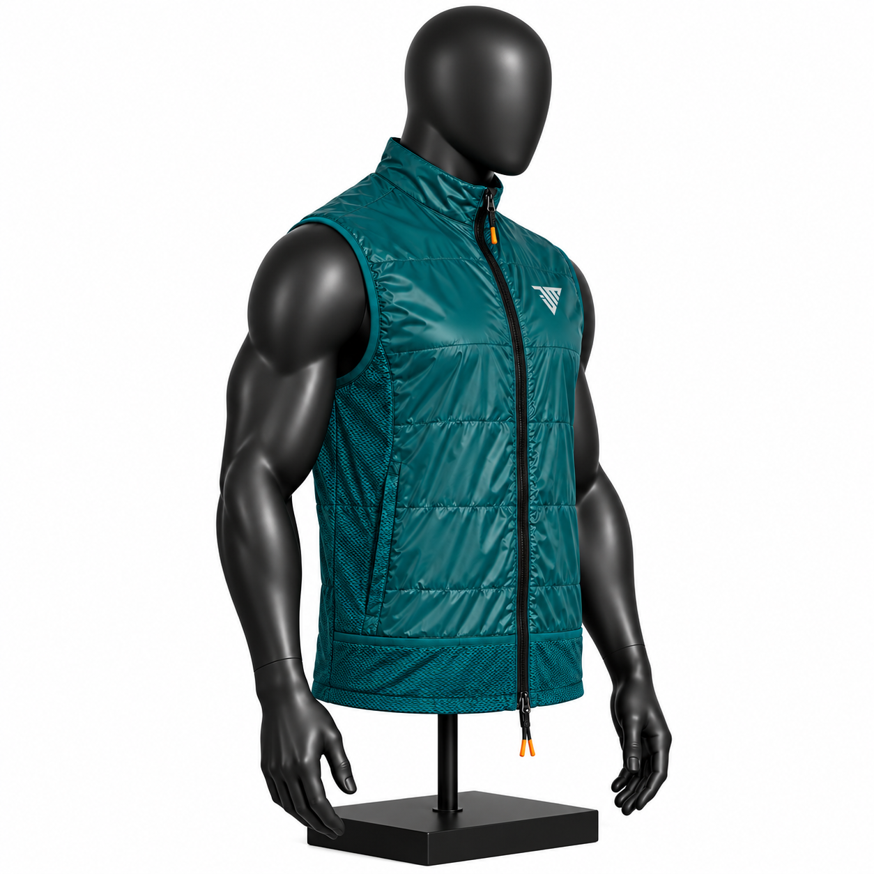 Men's Teal Athletic Vest – Quilted Running Windbreaker Gilet - Image 3