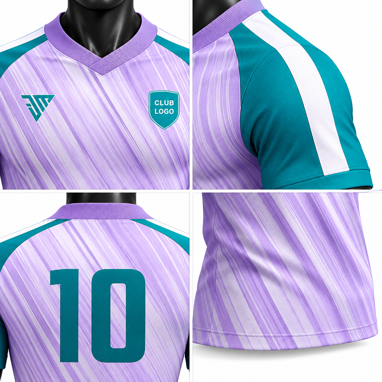 Custom Lavender and Teal Soccer Jersey - Image 4