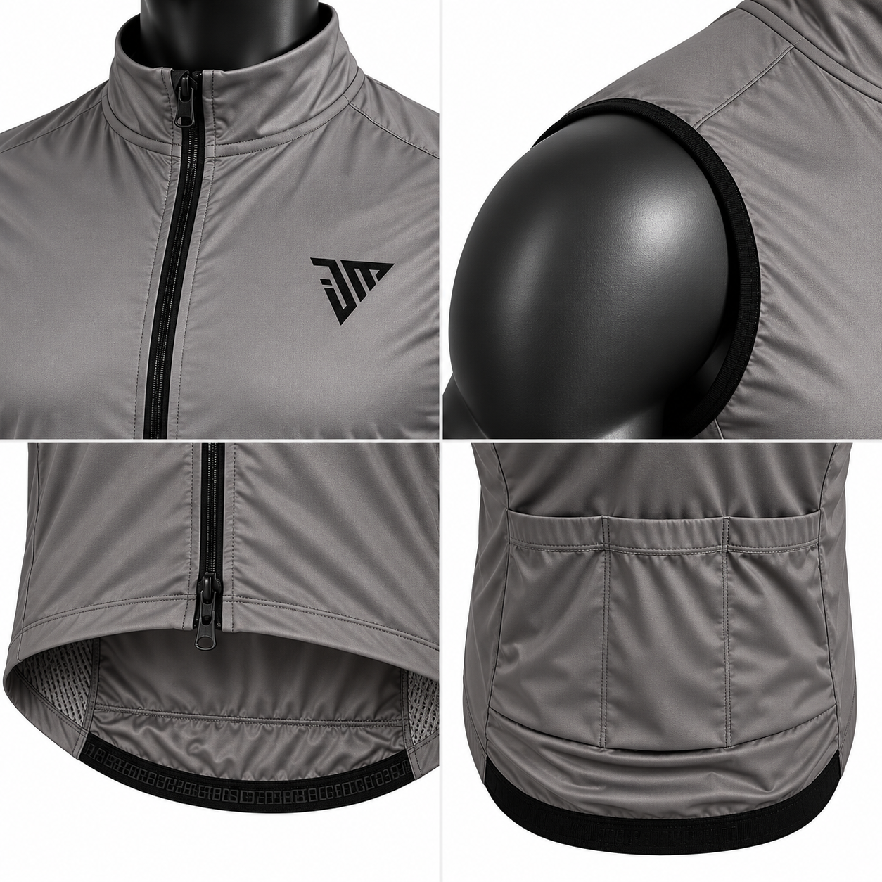Men's Grey Cycling Vest – Windproof Lightweight Running Gilet - Image 4