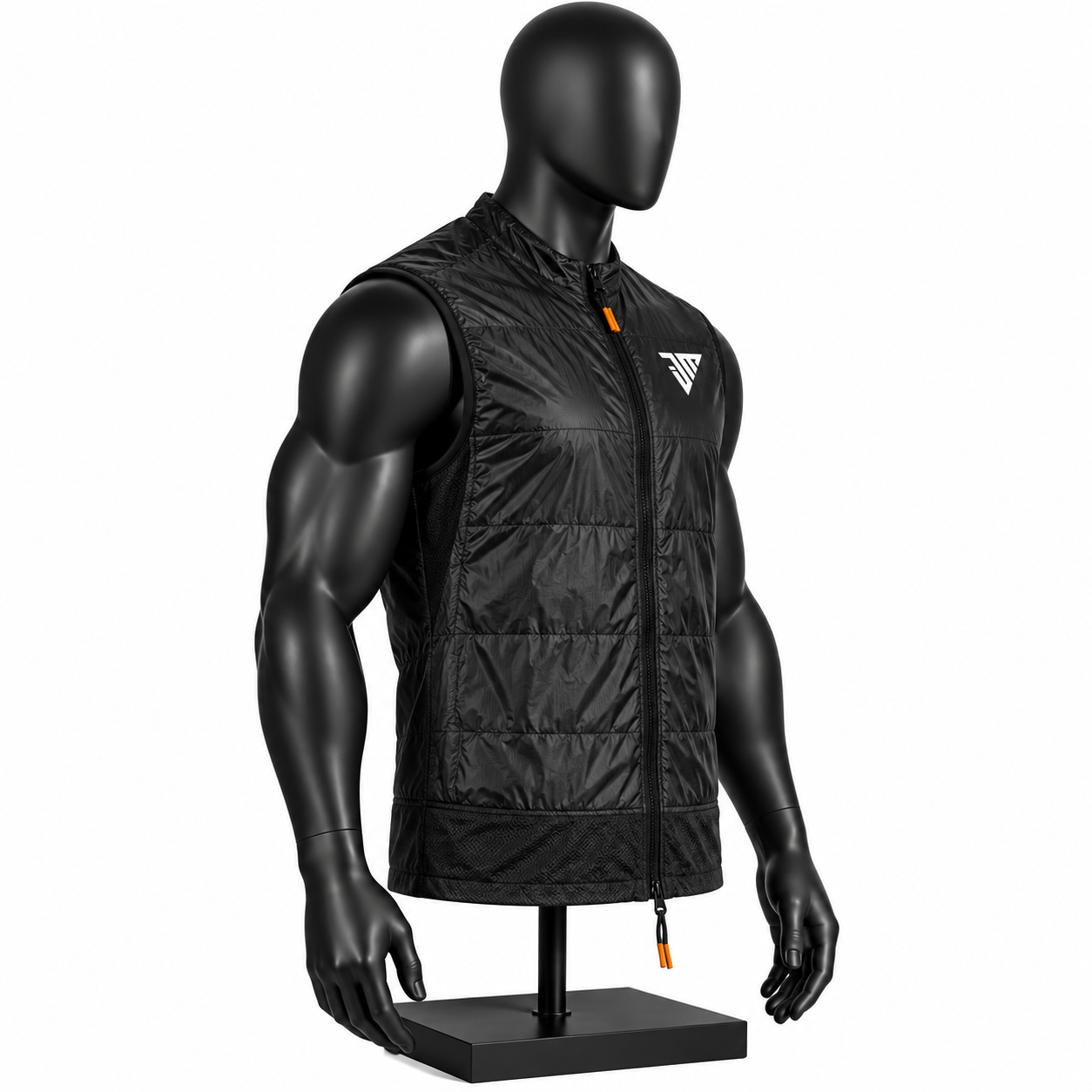 Men's Black Athletic Vest – Quilted Running Windbreaker Gilet - Image 3