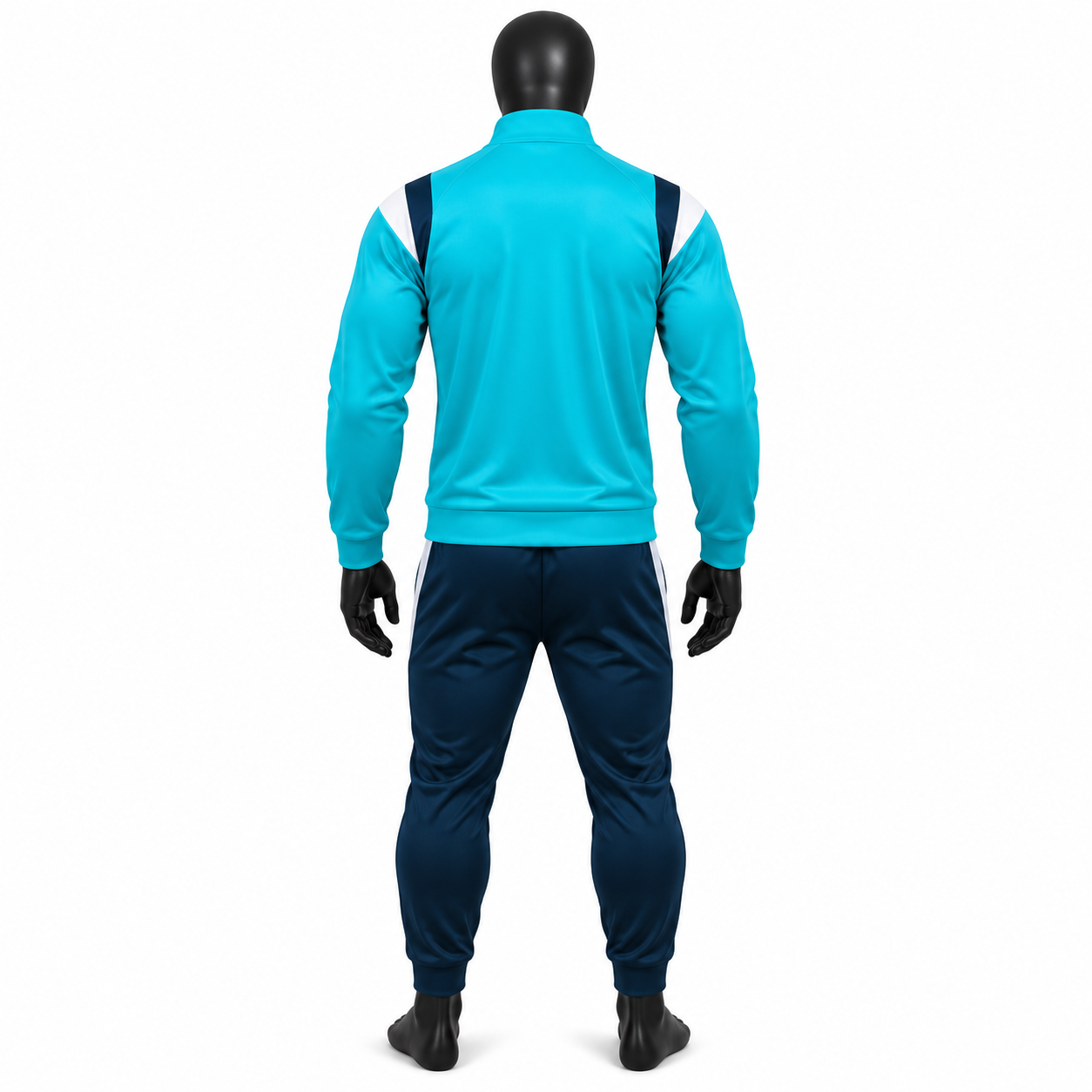 Men's Turquoise Athletic Tracksuit – Aqua & Navy Warmup Set - Image 2