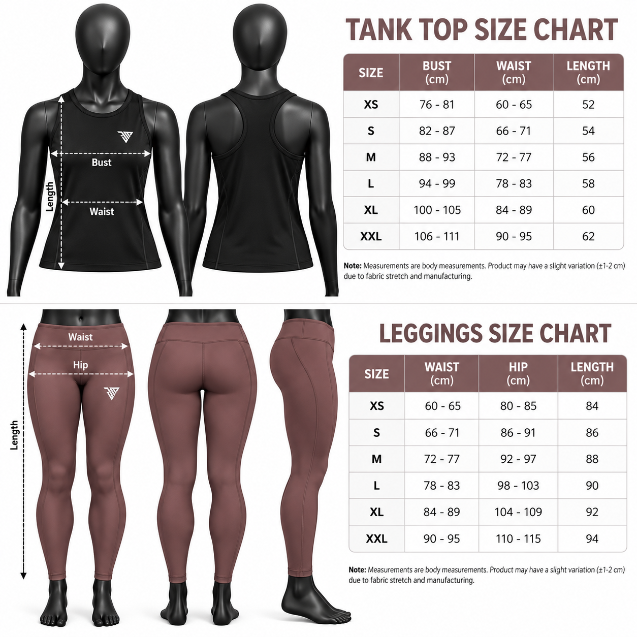 Women's Black Tank Top and Mauve Leggings Set – Athletic Activewear - Image 5